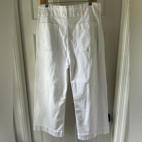 Maeve The Colette White Wide Leg Cropped Jeans 32 - Picture 3 of 4